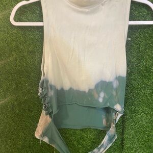 Green and Cream Sleeveless Women's Top